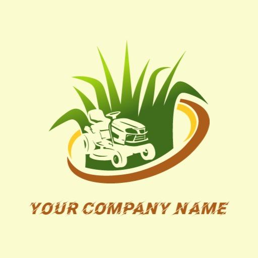 Fresh Green Grass with Lawn Mower for Care Services Logo Template