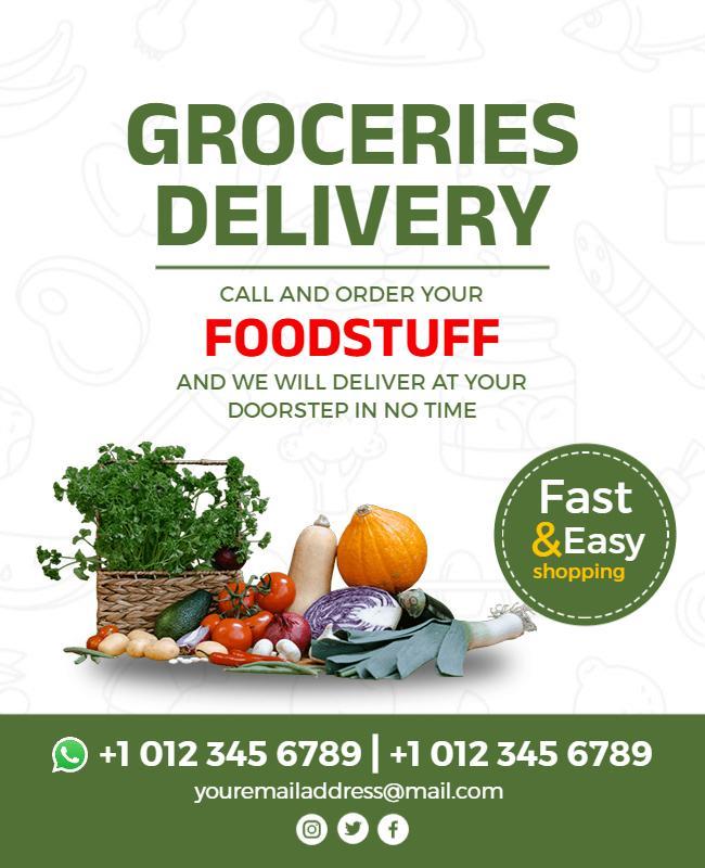 Fresh Green Groceries Delivery Service Poster Template