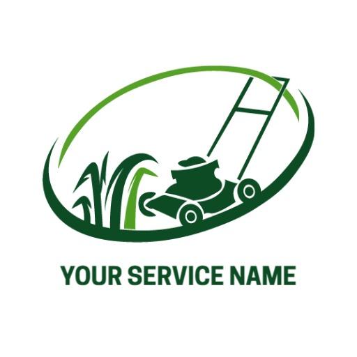 Fresh Green Lawn Care Equipment and Grass Growth Logo Template