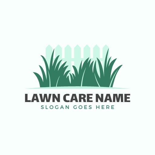Fresh Green Lawn Design with Elegant Fence for Lawn Care Logo Template