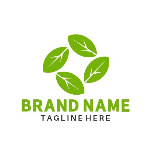 Fresh Green Leaves Representing Sustainable Plant Solutions Logo Template
