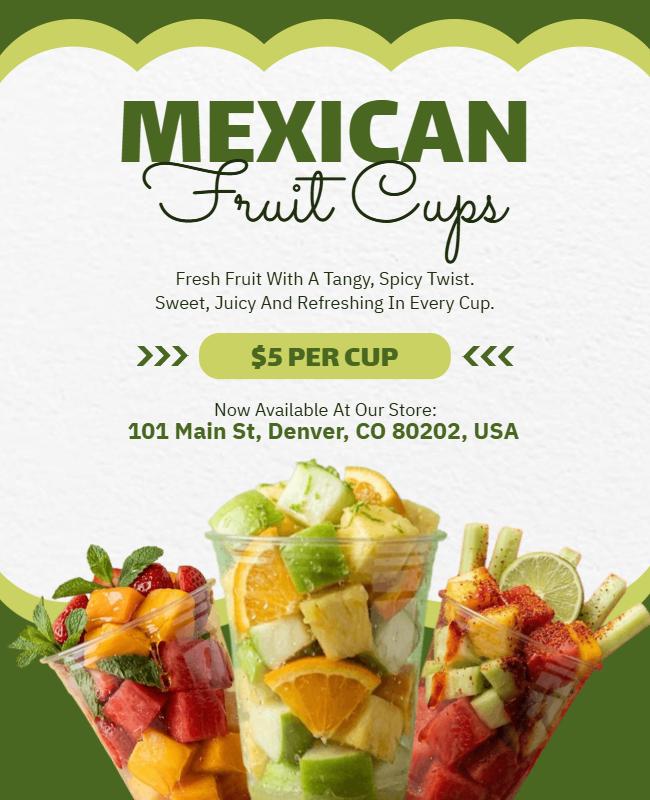 Fresh Green Mexican Fruit Cups Promo Flyer Template