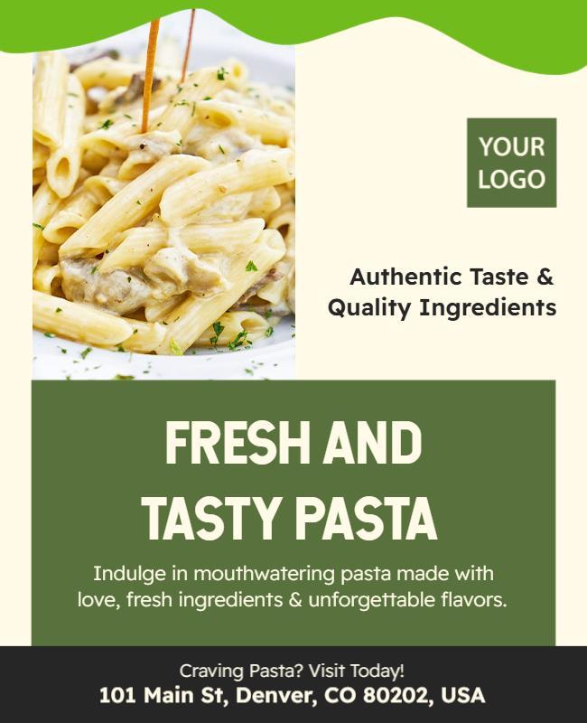 Fresh Green Modern Pasta Restaurant Promotion Poster Template