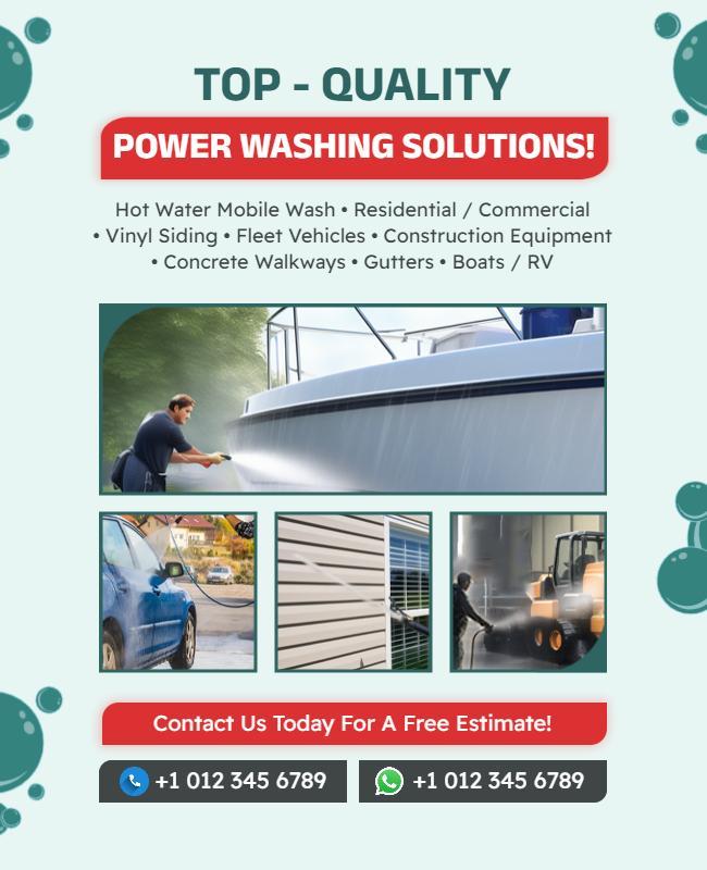 Fresh Green Modern Power Washing Services Promotional Poster Template