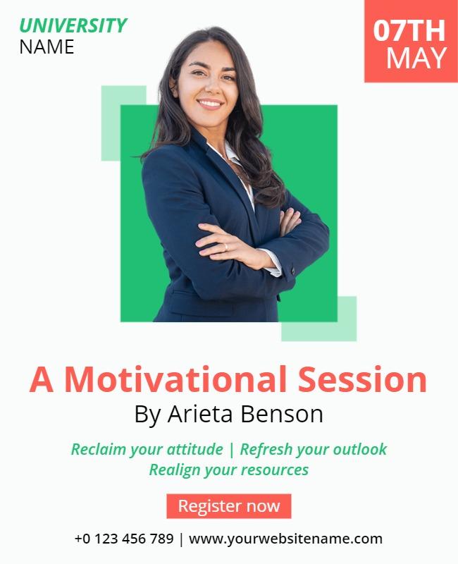 Fresh Green Motivational Session with Speaker Flyer Template