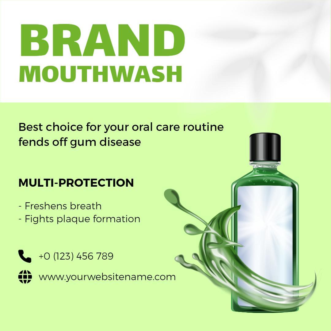 Fresh Green Mouthwash for Effective Oral Care Ad Template