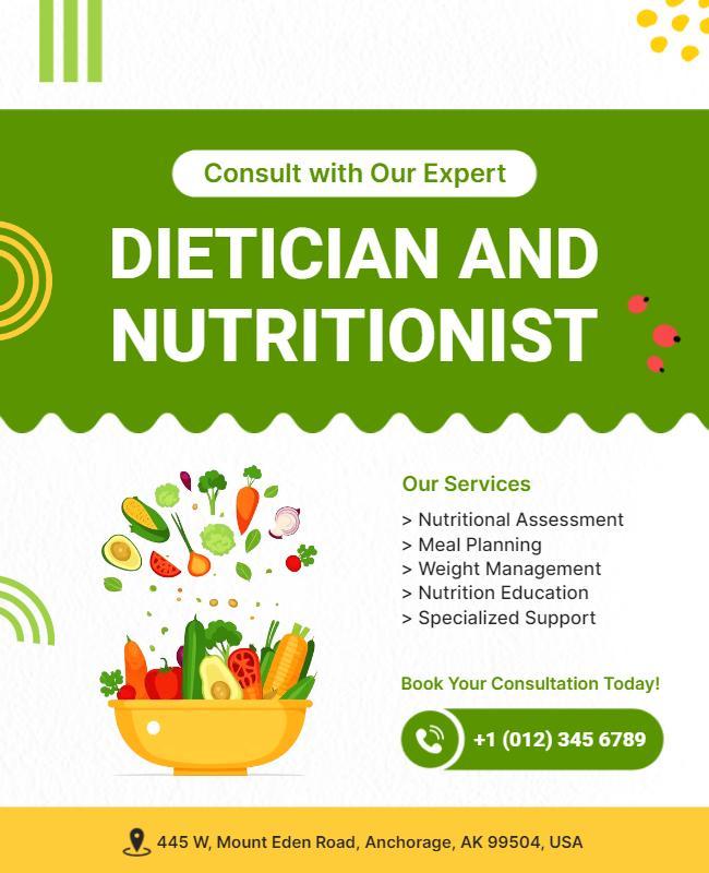 Fresh Green Nutrition Consultation and Dietitian Services Poster Template