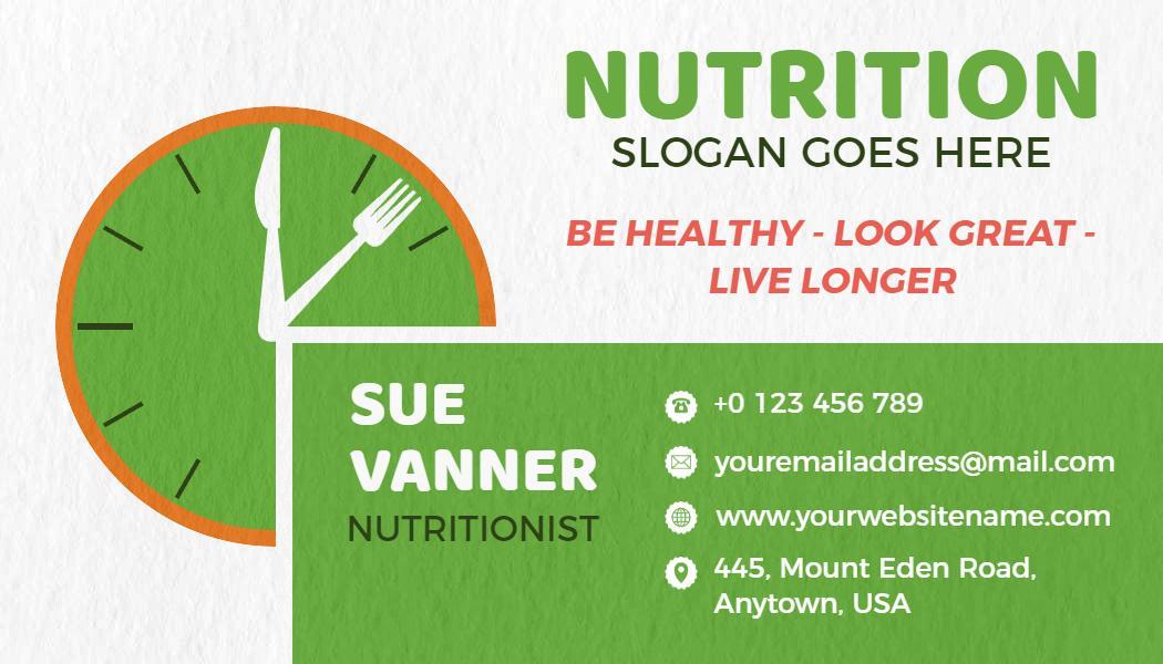 Fresh Green Nutritionist Services Professional Visiting Card Template