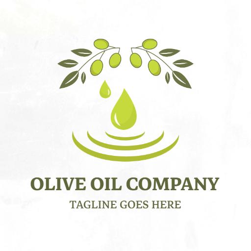 Fresh Green Olive Leaves and Oil Drop Highlighting Quality Logo Template