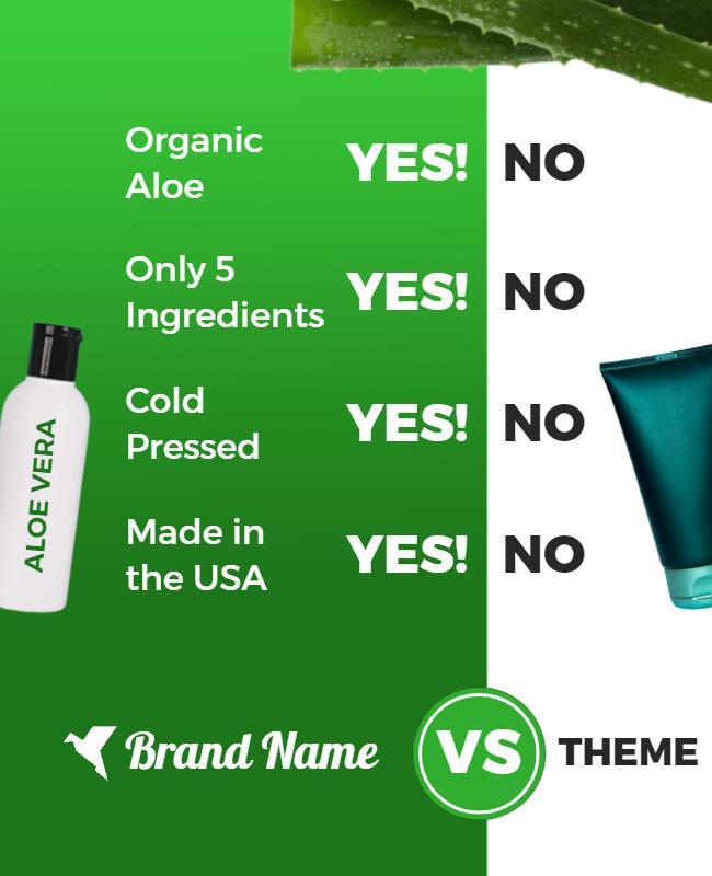 Fresh Green Organic Aloe Vera Product Comparison Poster Template