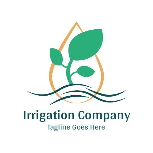 Fresh Green Plant and Water Droplet Design for Irrigations Logo Template