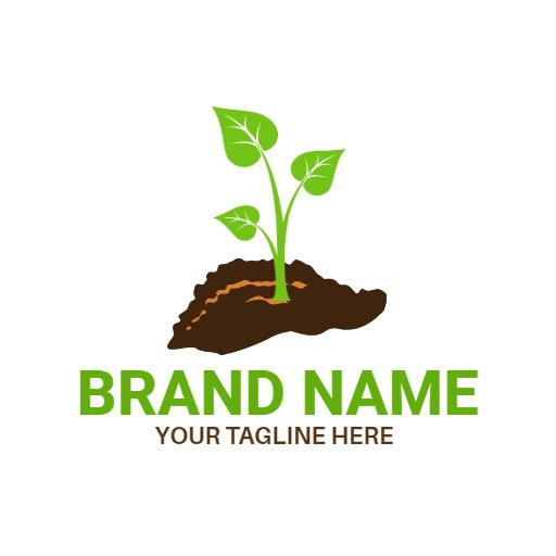 Fresh Green Plant Sprouting from Soil Representing Growth Logo Template