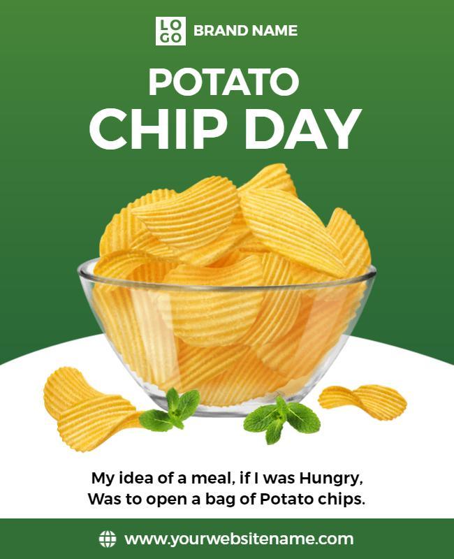 Fresh Green Potato Chip Day Snack Celebration Poster Template