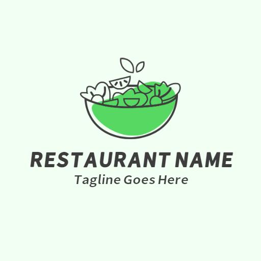 Fresh Green Salad Bowl Design for Healthy Restaurant Logo Template