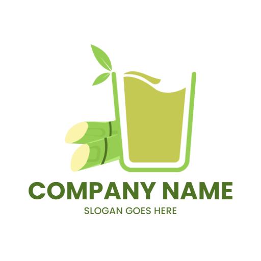 Fresh Green Sugarcane Juice with Vibrant Glass Design Logo Template