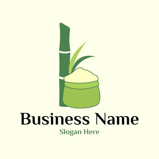 Fresh Green Sugarcane Plant and Sweet Sugar Logo Template