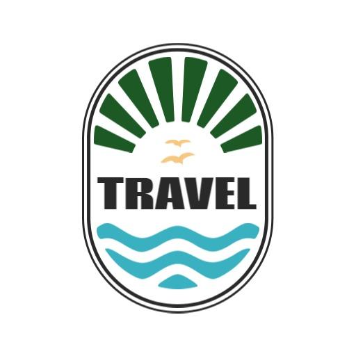Fresh Green Sunlight Over Waves Promoting Travel Logo Template