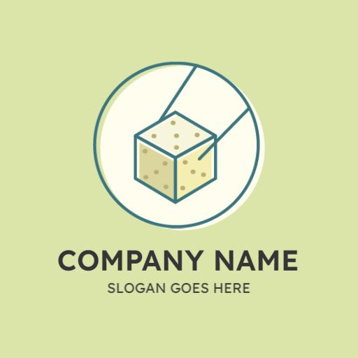 Fresh Green Tofu Cube Design Representing Healthy Eating Logo Template