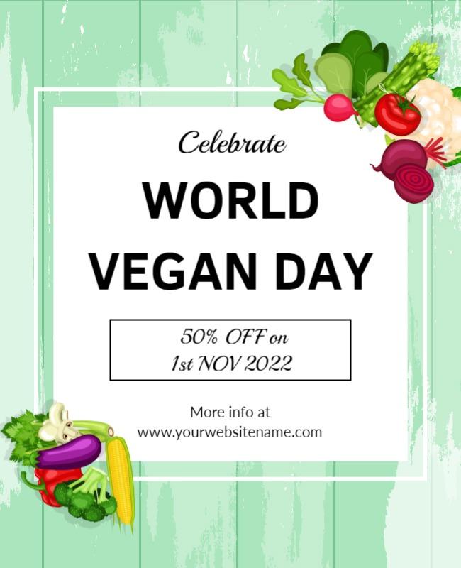 Fresh Green Vegetable Theme for World Vegan Day Celebration Poster Template
