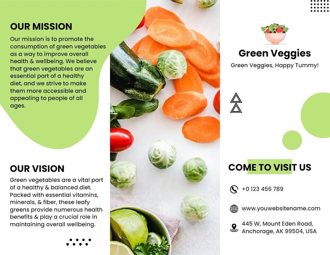 Fresh Green Veggies Health Benefits and Organic Diet Brochure Template