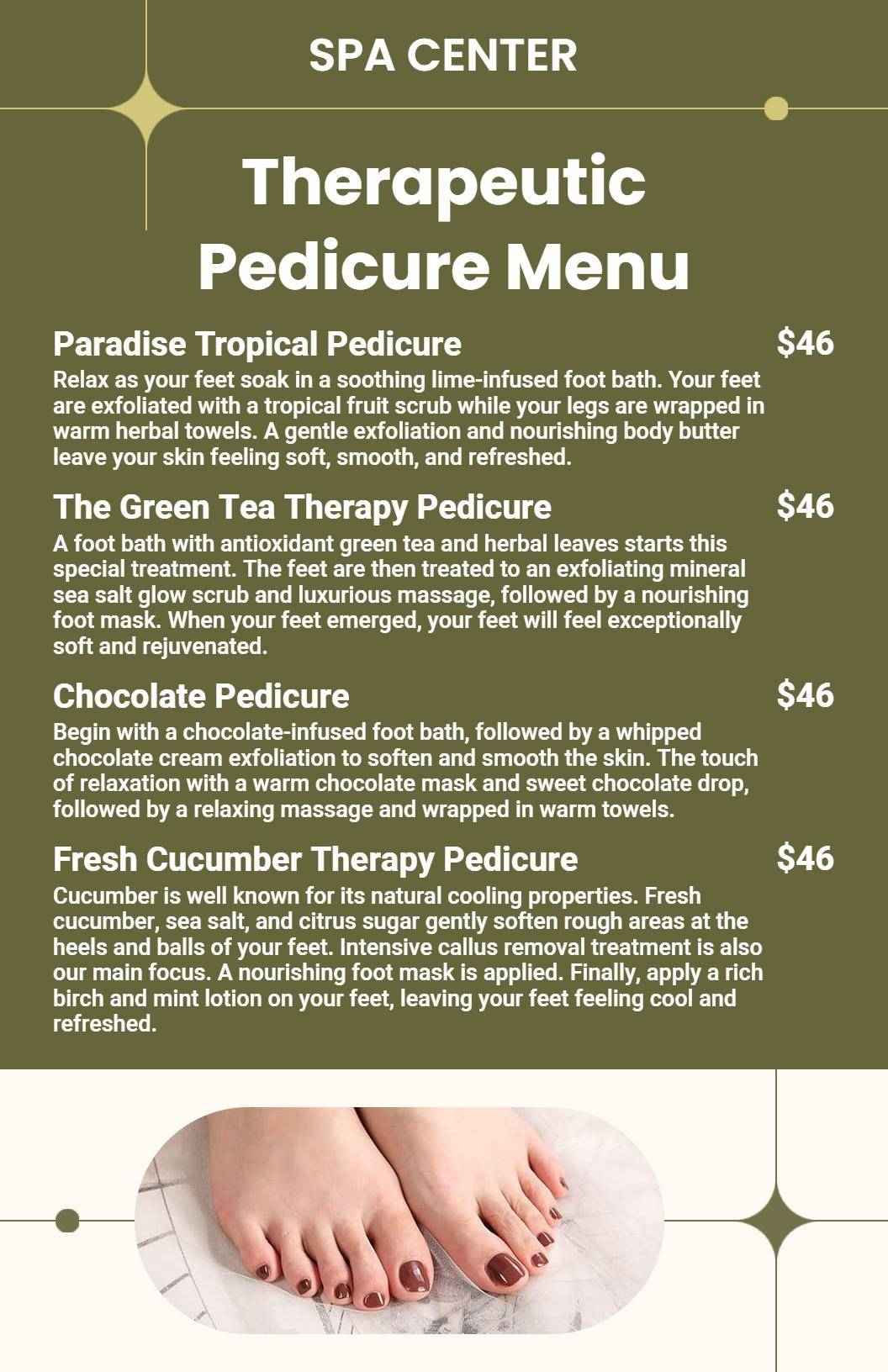 Fresh Herbal Inspired Therapeutic Pampering Menu Template