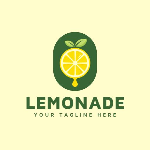 Fresh Lemon and Green Leaf Design for Lemonade Logo Template