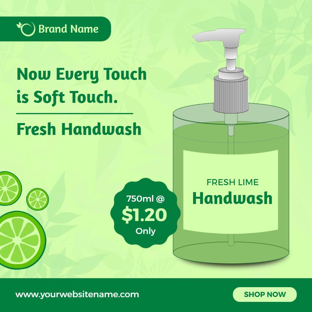 Fresh Lime Handwash Promotion Featuring Soft Touch Ad Template