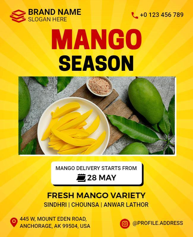 Fresh Mango Delivery Promotion Flyer Template