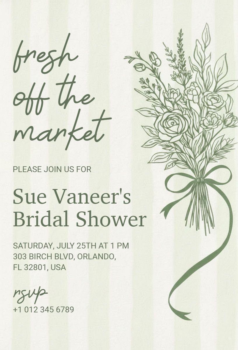 Fresh Market Greenery Floral Bridal Shower Invitation Template
