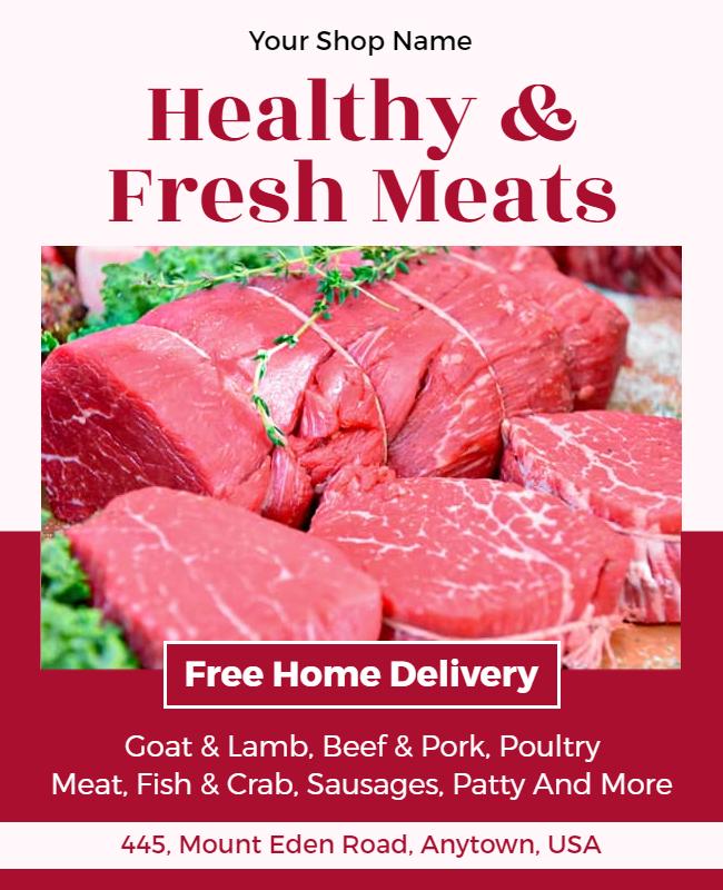 Fresh Meat Delivery Service Flyer Template