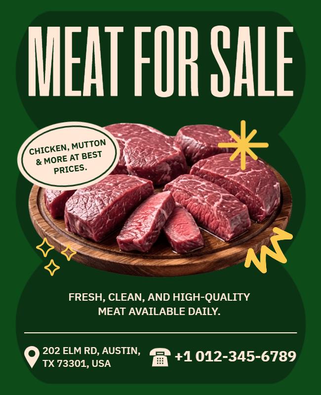 Fresh Meat for Sale Advertising Poster Template