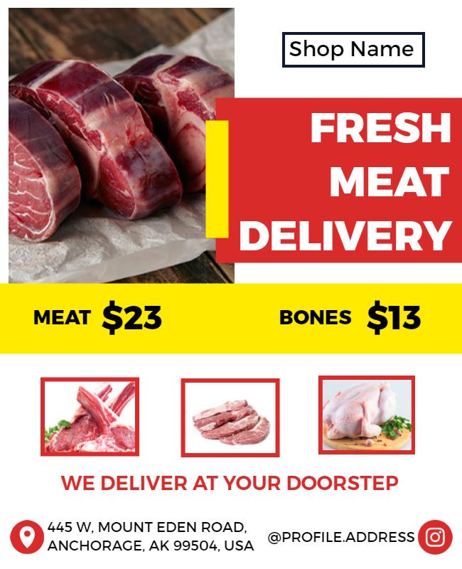 Fresh Meat Home Delivery Service Flyer Template