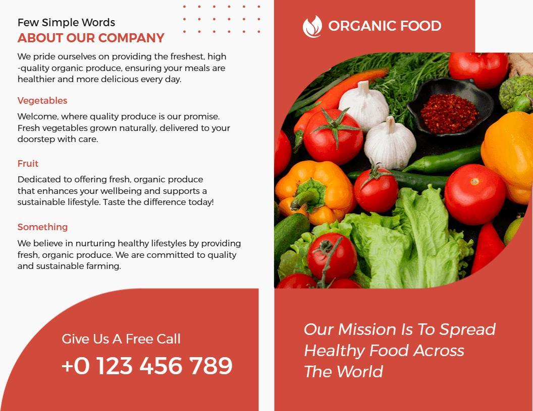 Fresh Organic Food Quality Produce and Sustainability Brochure Template
