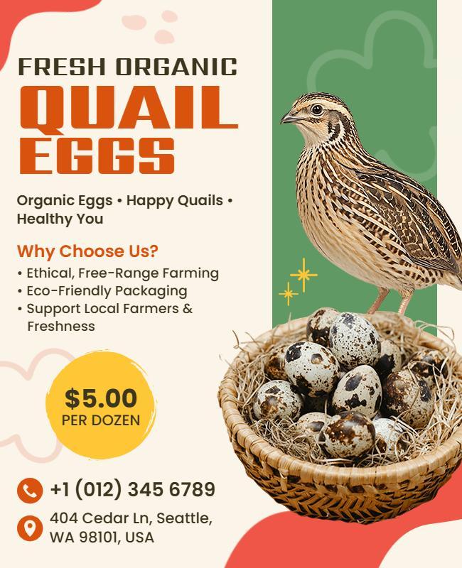 Fresh Organic Quail Eggs Sale Poster Template