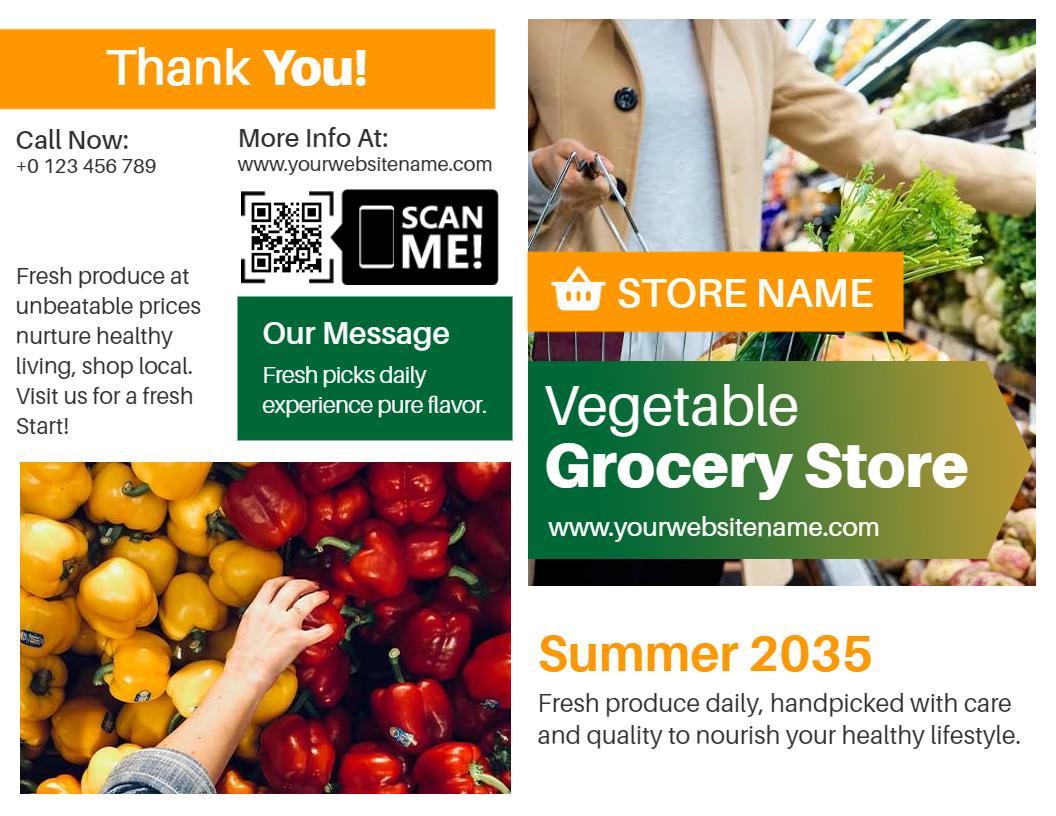 Fresh Produce Colorful Vegetable Grocery Store Brochure Template