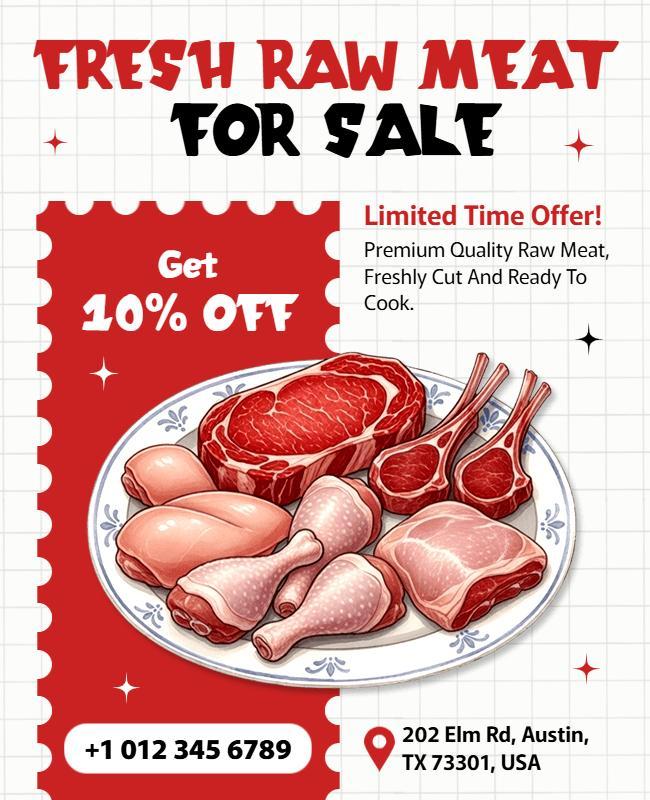 Fresh Raw Meat Sale Offer Poster Template