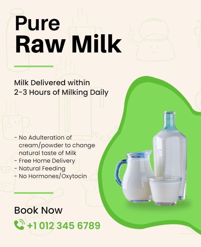 Fresh Raw Milk Delivery Service Flyer Template