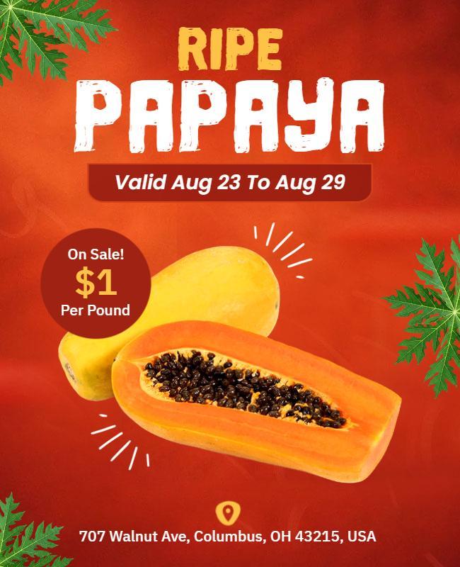 Fresh Ripe Papaya Sale Flyer Template