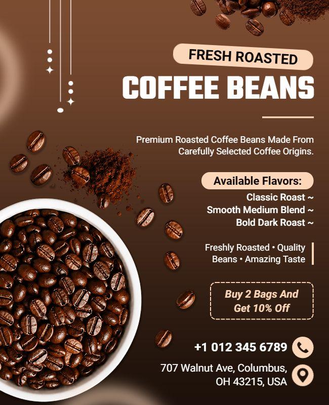 Fresh Roasted Coffee Beans Promotional Flyer Template