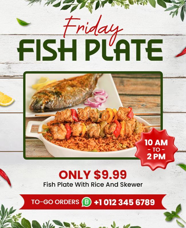 Fresh Seafood Friday Fish Plate Special Poster Template