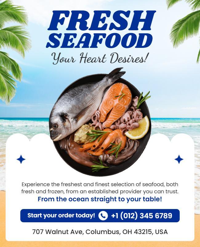 Fresh Seafood Restaurant Promotional Flyer Template