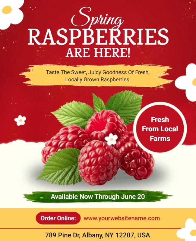 Fresh Spring Raspberries Promotion Flyer Template