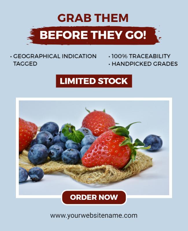 Fresh Strawberries and Blueberries Sale Flyer Template