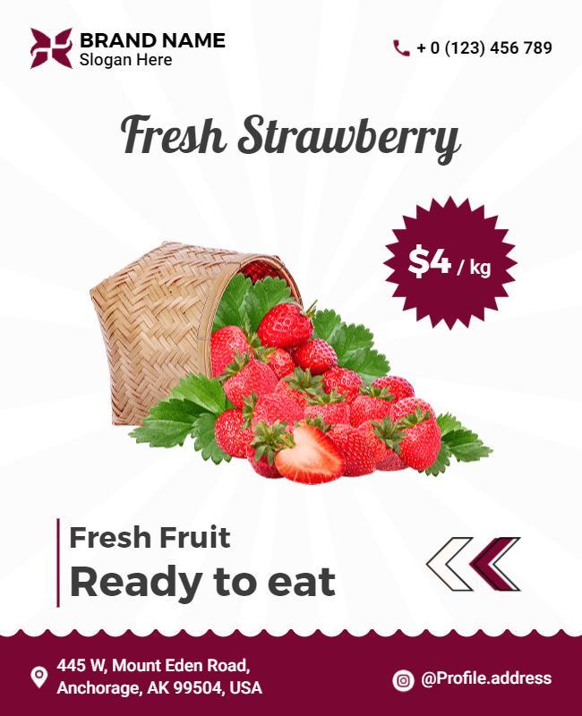 Fresh Strawberry Market Promotion Flyer Template