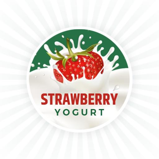 Fresh Strawberry Splash with Creamy Yogurt Delight Logo Template