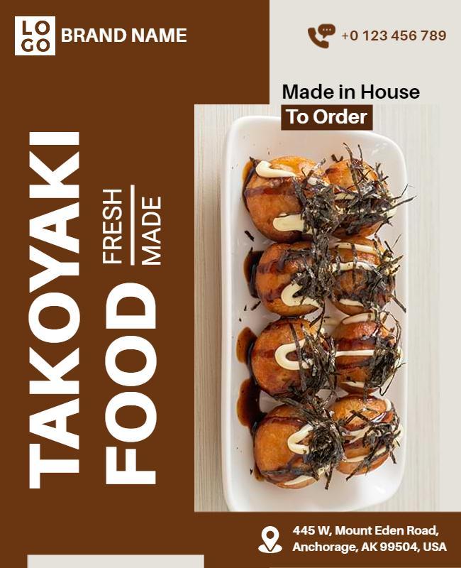 Fresh Takoyaki Food Promotion Flyer Template