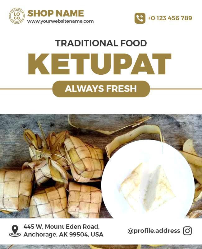 Fresh Traditional Food Ketupat Delivery Announcement Poster Template