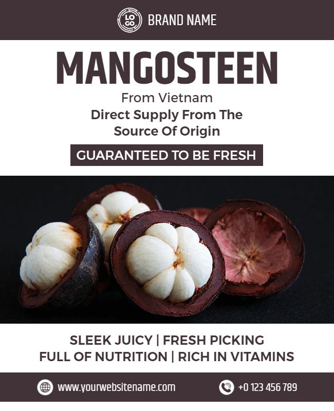 Fresh Tropical Mangosteen Fruit Supply from Vietnam Poster Template