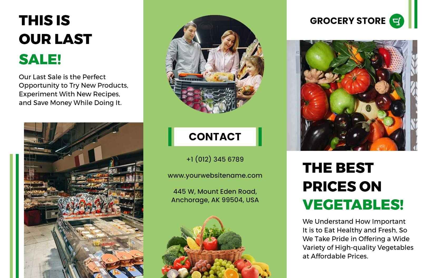 Fresh Vegetables Grocery Store Sale and Savings Brochure Template