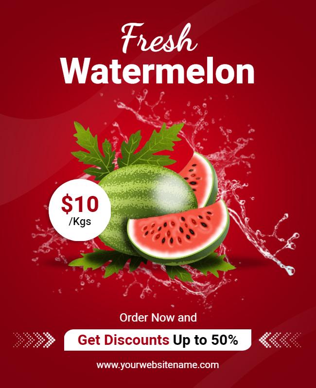 Fresh Watermelon Discount Offer Flyer Template